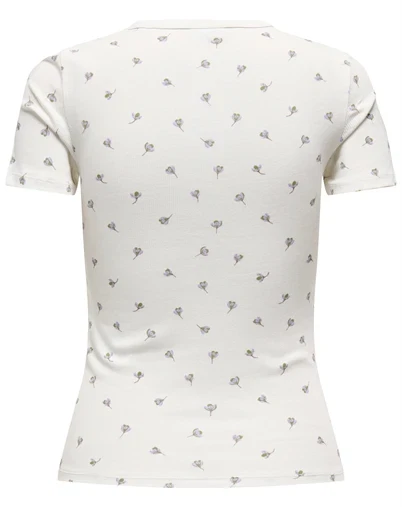 JDY - JDYLucky O-Neck T-Shirt - Cloud Dancer/Poppy Flow